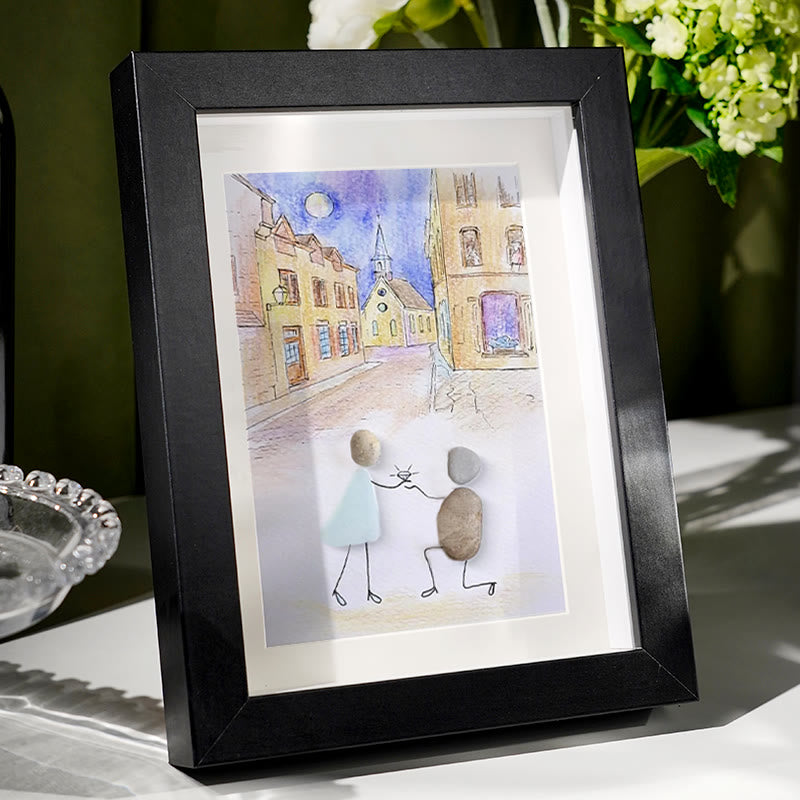 Propose On A Street Engagement Couple Sea Glass Framed Art - image 2