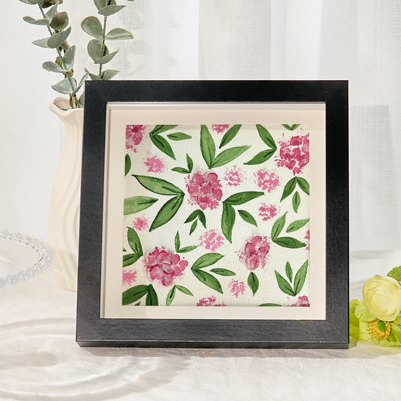 Pink Hydrangea Floral Sea Glass Framed Art - Black - 8" X 8" - image 5