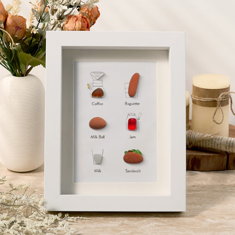 Breakfast Theme Bread Coffee Sea Glass Framed Art - White - 8" X 6" - image 5