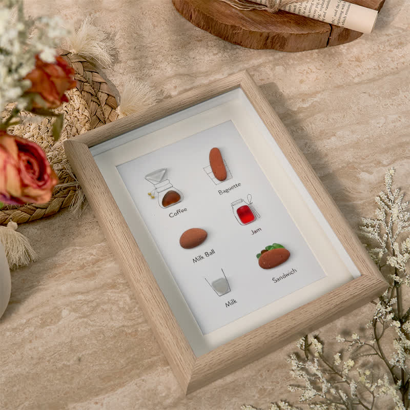 Breakfast Theme Bread Coffee Sea Glass Framed Art - image 2