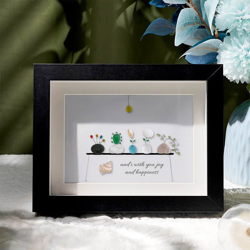 Bring Joy and Happiness to Your Space Sea Glass Framed Art - Black - 6" X 8" - image 5