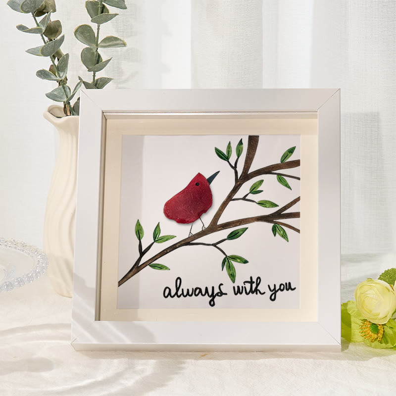 Always With You Cardinal Bird Sea Glass Framed Art - White - 8" X 8" - image 0