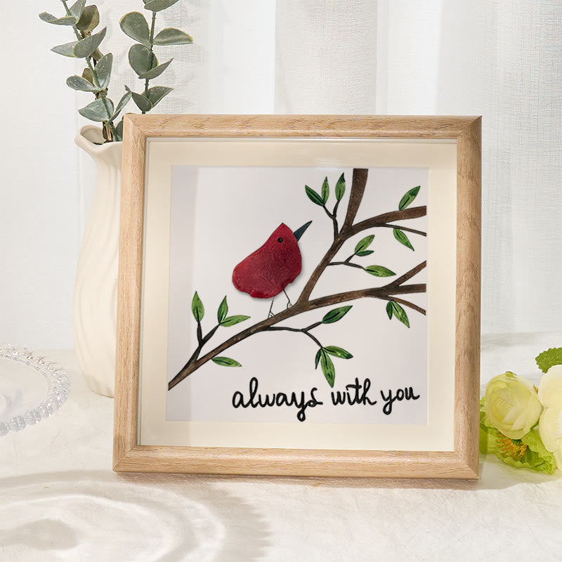 Always With You Cardinal Bird Sea Glass Framed Art - Oak - 8" X 8" - image 5