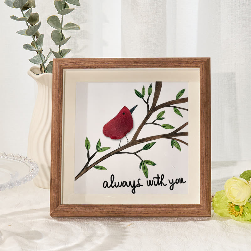 Always With You Cardinal Bird Sea Glass Framed Art - Walnut Brown - 8" X 8" - image 6