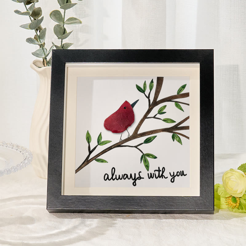 Always With You Cardinal Bird Sea Glass Framed Art - Black - 8" X 8" - image 4