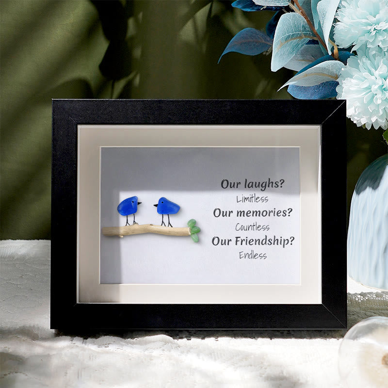 Laughs Memories and Friendship Birds Sea Glass Framed Art - Black - 6" X 8" - image 5