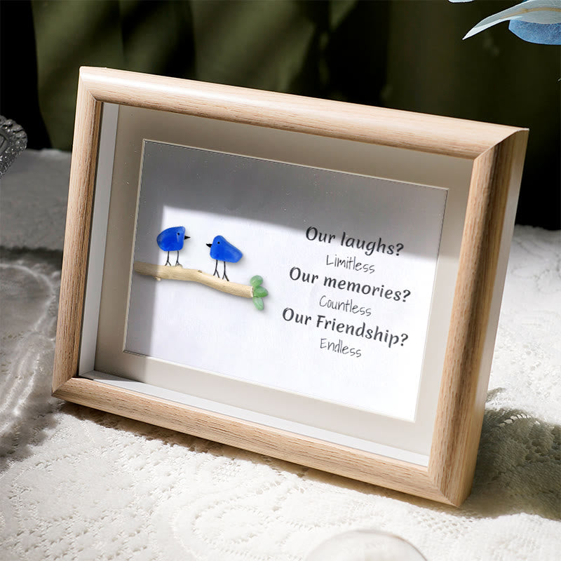 Laughs Memories and Friendship Birds Sea Glass Framed Art - image 1