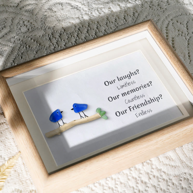 Laughs Memories and Friendship Birds Sea Glass Framed Art - image 2