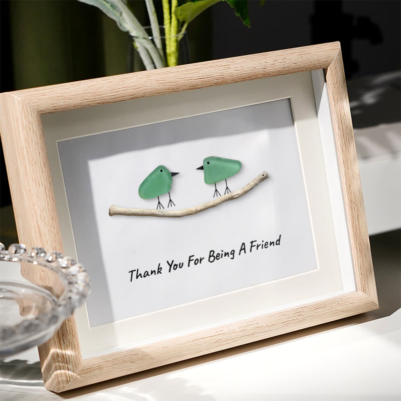 Thank You For Being A Friend Friendship Gift Sea Glass Framed Art - image 1
