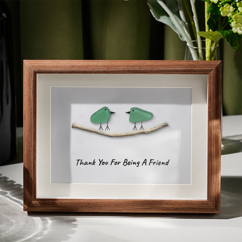 Thank You For Being A Friend Friendship Gift Sea Glass Framed Art - Walnut Brown - 6" X 8" - image 4
