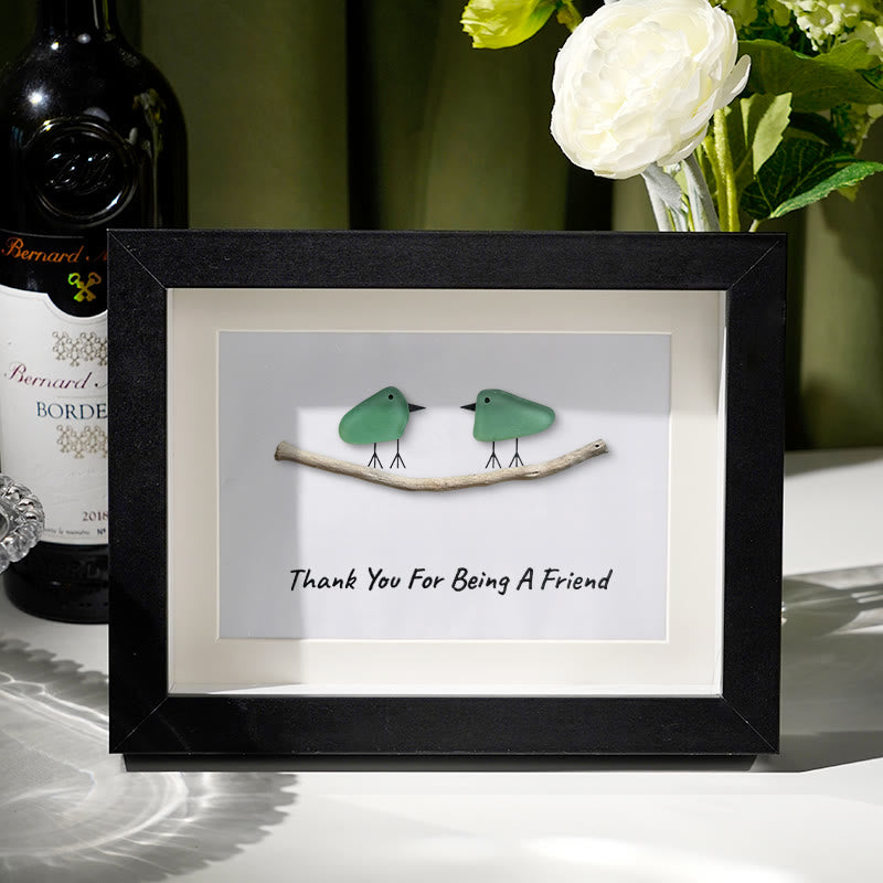 Thank You For Being A Friend Friendship Gift Sea Glass Framed Art - Black - 6" X 8" - image 5