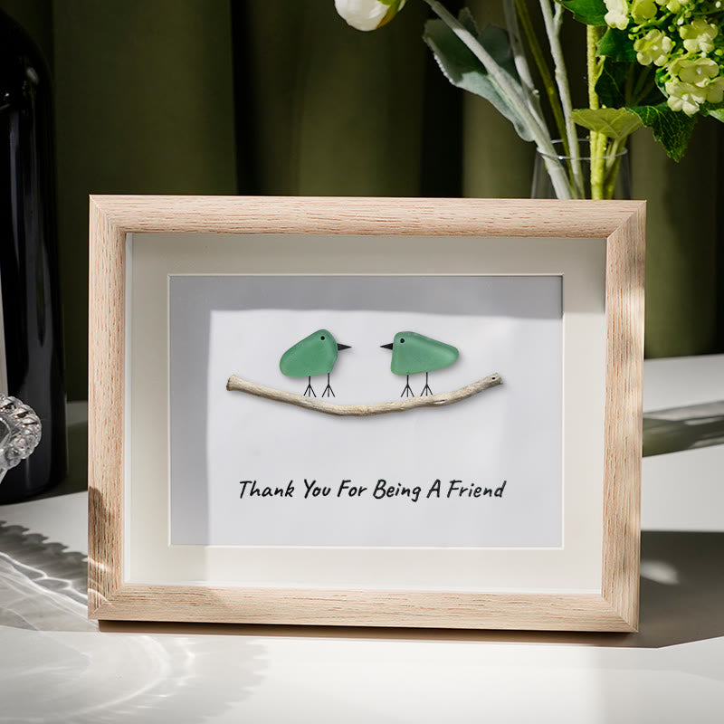 Thank You For Being A Friend Friendship Gift Sea Glass Framed Art - Oak - 6" X 8" - image 0