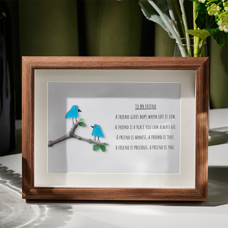 Friendship Poem To My Friend Sea Glass Framed Art - Walnut Brown - 6" X 8" - image 0