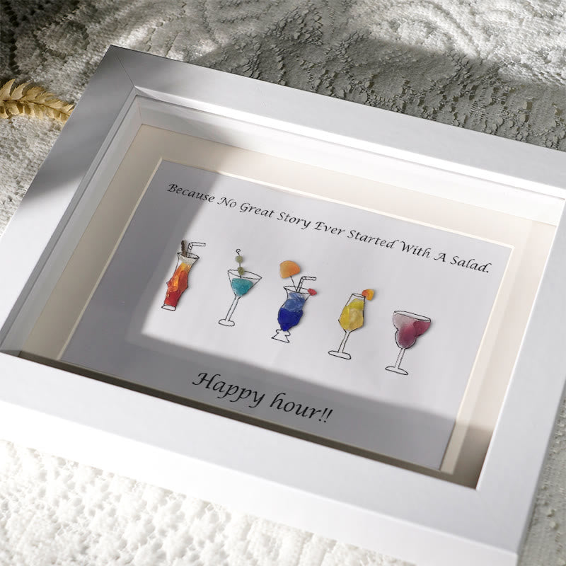 Happy Hour Cocktail Sea Glass Framed Art - image 2