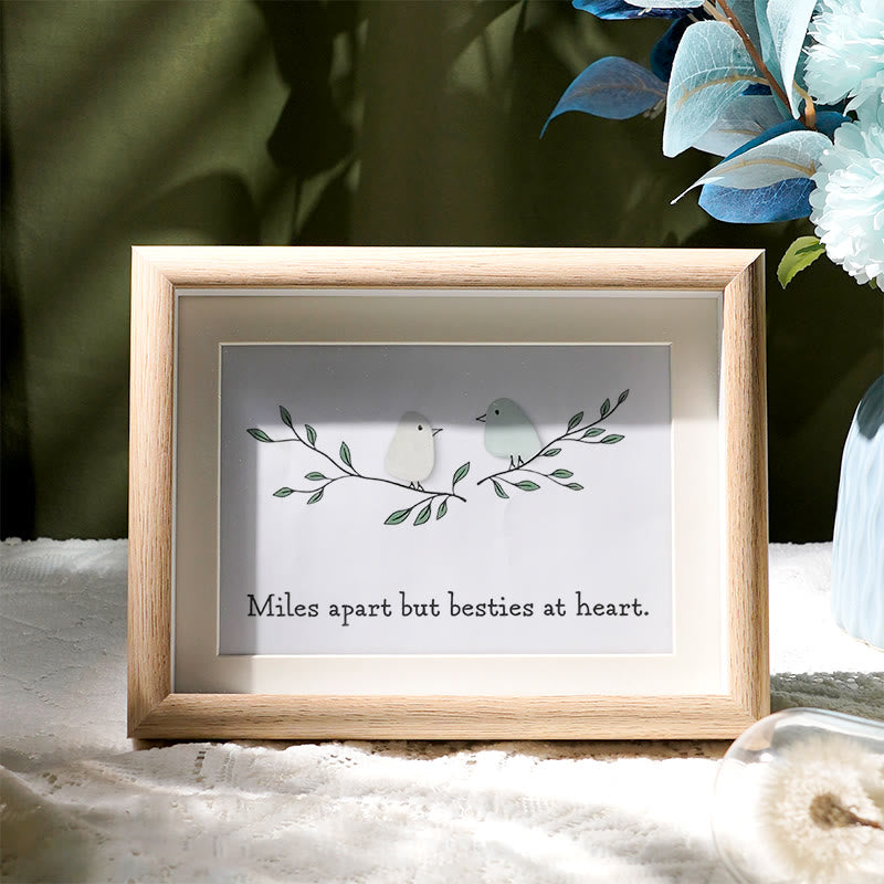 Best Friends Gift Sea Glass Framed Art - Oak - 6" X 8" - image 0