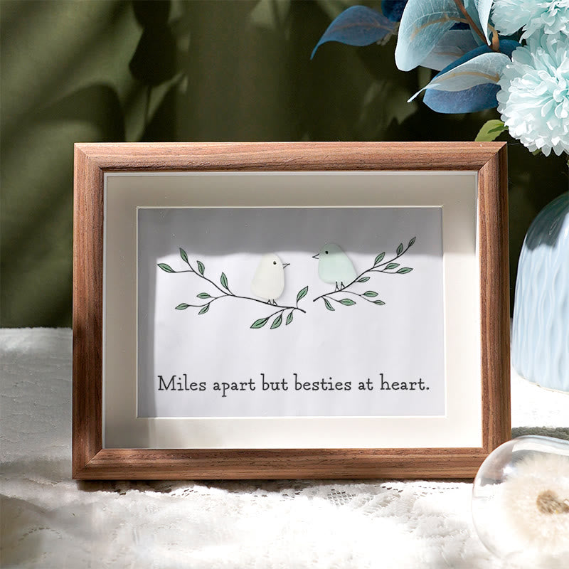 Best Friends Gift Sea Glass Framed Art - Walnut Brown - 6" X 8" - image 4