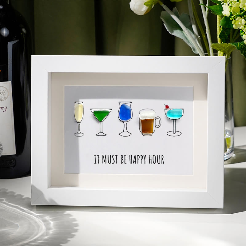 Happy Hour Sea Glass Framed Art - White - 6" X 8" - image 7