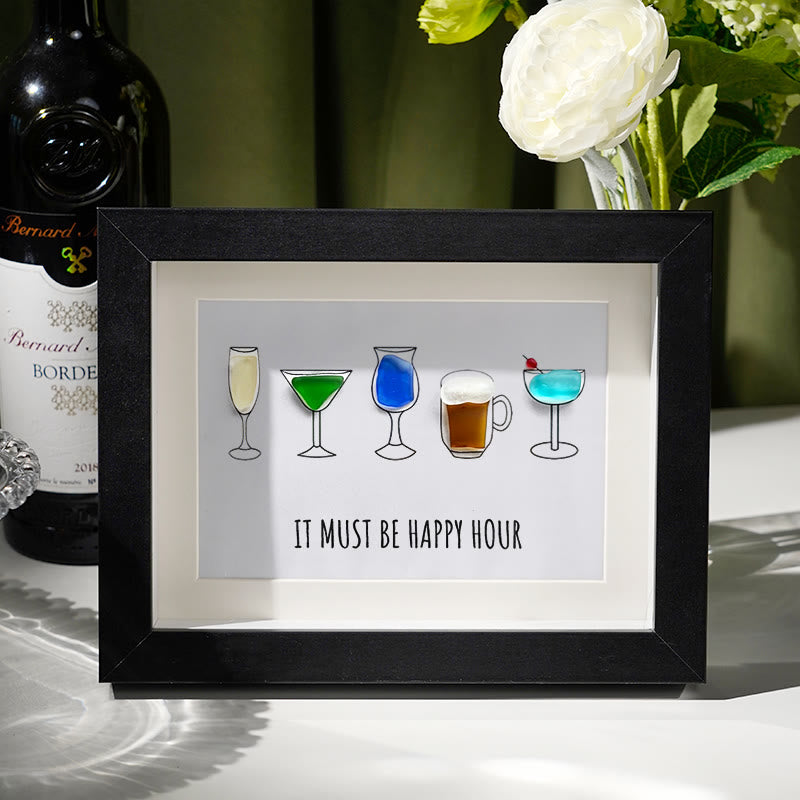 Happy Hour Sea Glass Framed Art - Black - 6" X 8" - image 6