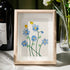 Forget Me Not Flower And Birds Sea Glass Framed Art - Oak - 8" X 6" - image 1