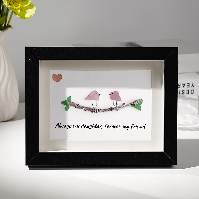 Always My Daughter Forever My Friend Sea Glass Framed Art - Black - 6" X 8" - image 5