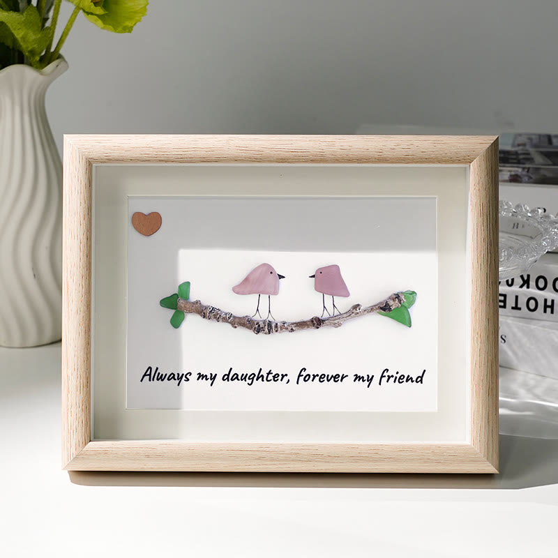 Always My Daughter Forever My Friend Sea Glass Framed Art - Oak - 6" X 8" - image 1