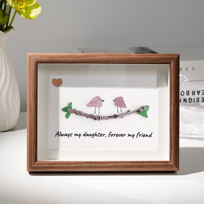 Always My Daughter Forever My Friend Sea Glass Framed Art - Walnut Brown - 6" X 8" - image 4