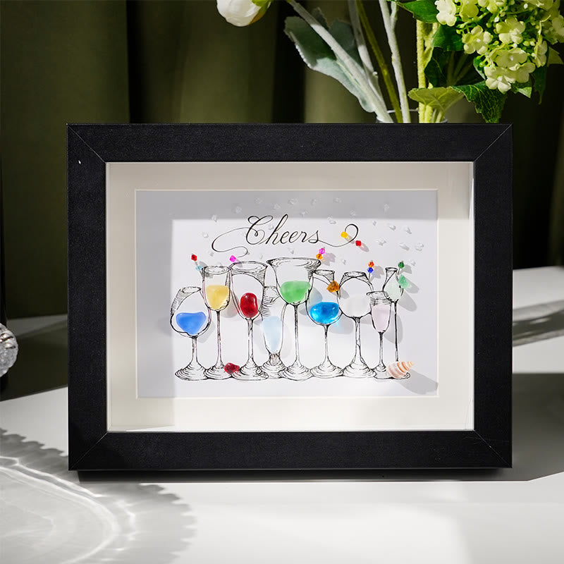 Cocktail Party Sea Glass Framed Art - Black - 6" X 8" - image 7