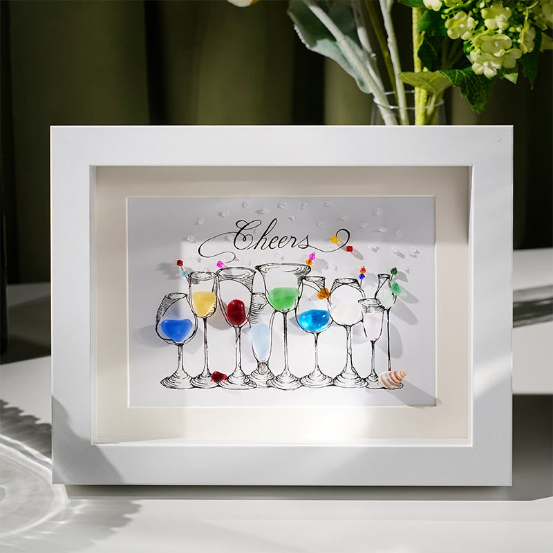 Cocktail Party Sea Glass Framed Art - White - 6" X 8" - image 8