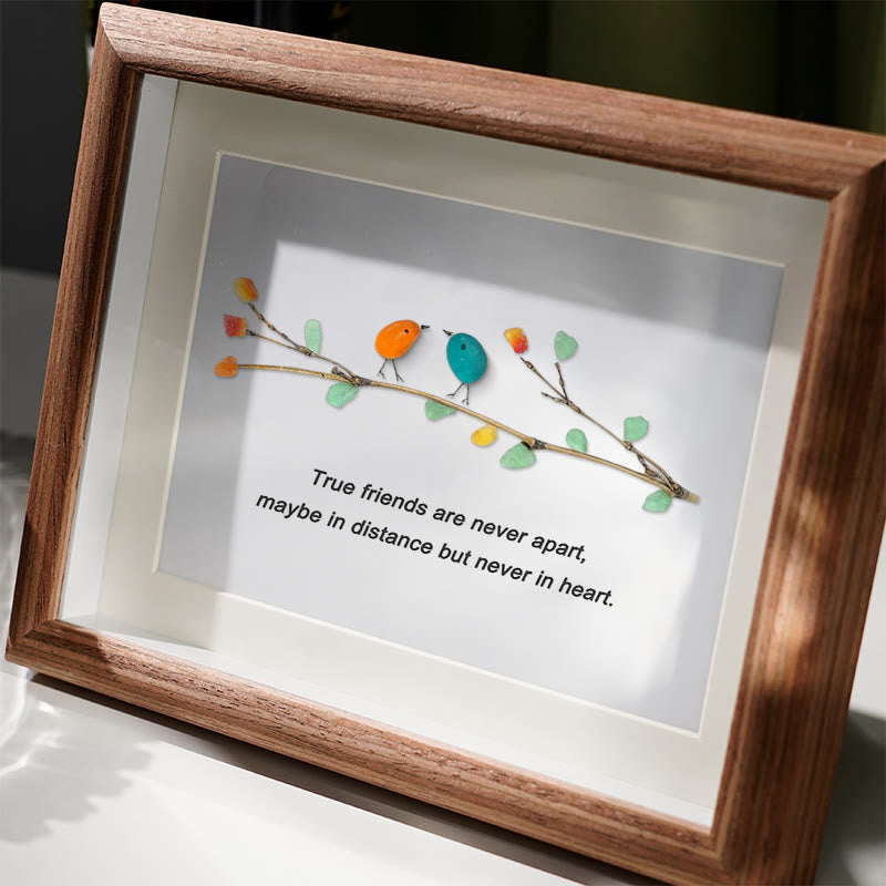 True Friends Quote With Birds Sea Glass Framed Art - image 3