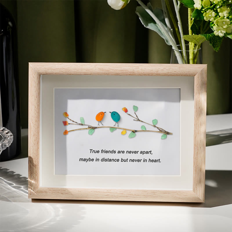 True Friends Quote With Birds Sea Glass Framed Art - Oak - 6" X 8" - image 5