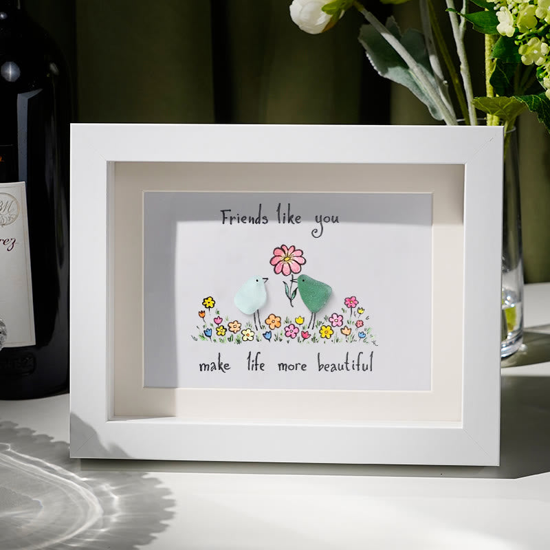 Friends Like You Make Life More Beautiful Sea Glass Framed Art - White - 6" X 8" - image 4