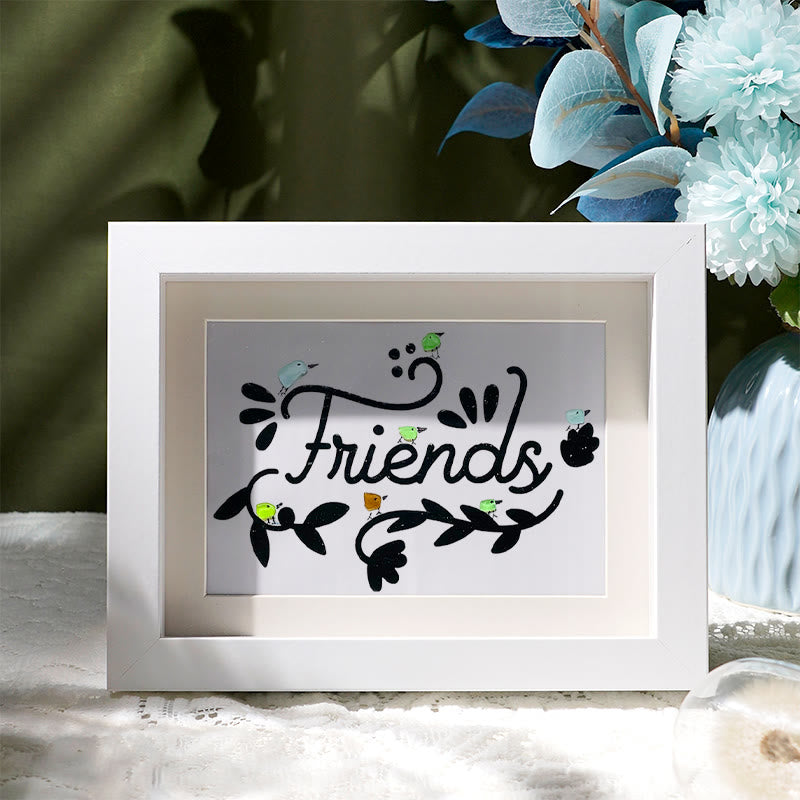 Bird Friends Sea Glass Framed Art - White - 6" X 8" - image 5
