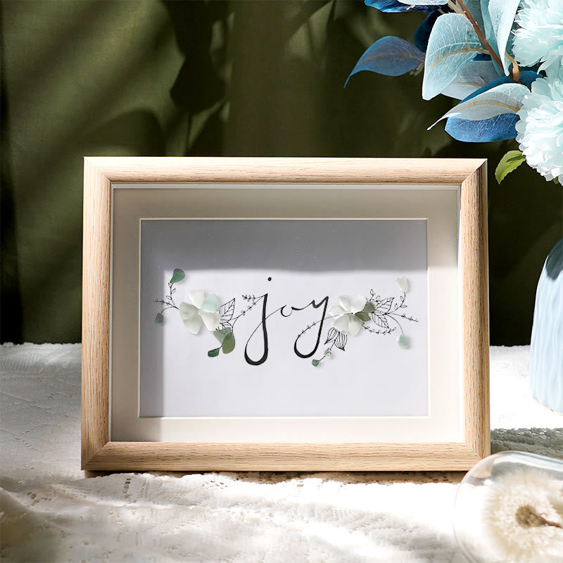 Let There Be Joy Sea Glass Framed Art - Oak - 6" X 8" - image 1
