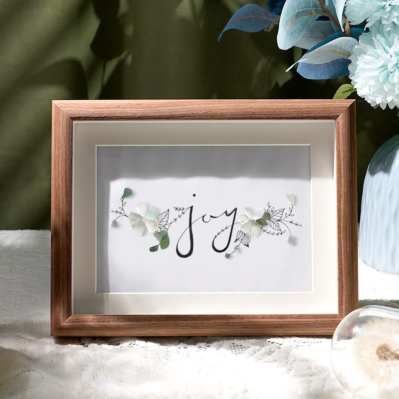 Let There Be Joy Sea Glass Framed Art - Walnut Brown - 6" X 8" - image 5