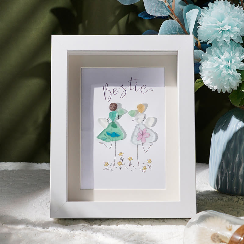 Cheers To My Bestie Sea Glass Framed Art - White - 8" X 6" - image 7