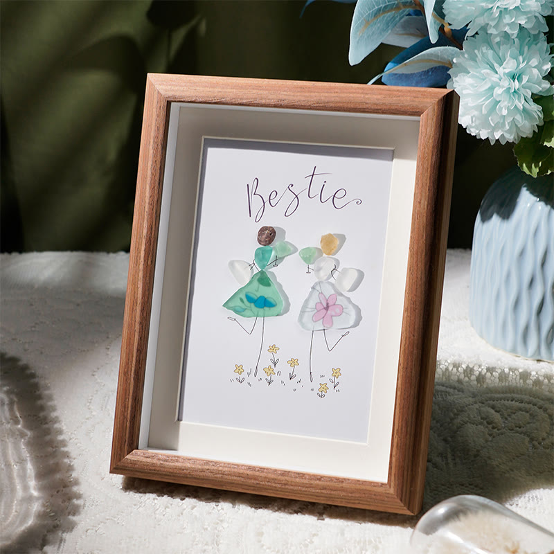 Cheers To My Bestie Sea Glass Framed Art - image 2