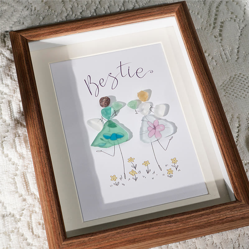 Cheers To My Bestie Sea Glass Framed Art - image 3