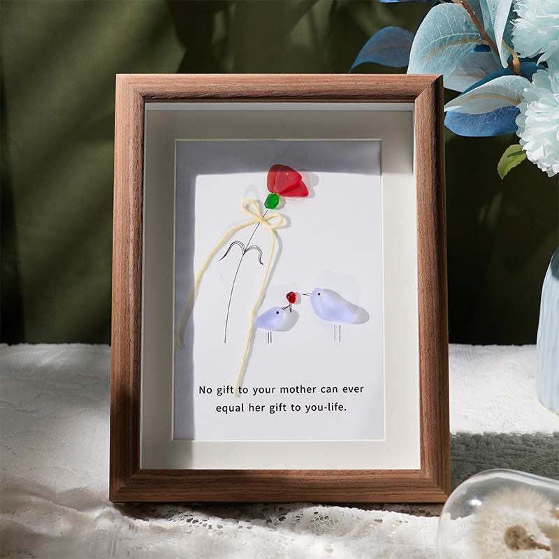 Flower For Mom Sea Glass Framed Art - Walnut Brown - 8" X 6" - image 7