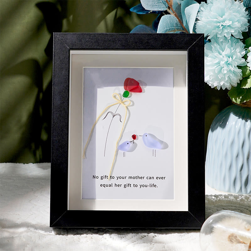 Flower For Mom Sea Glass Framed Art - Black - 8" X 6" - image 1