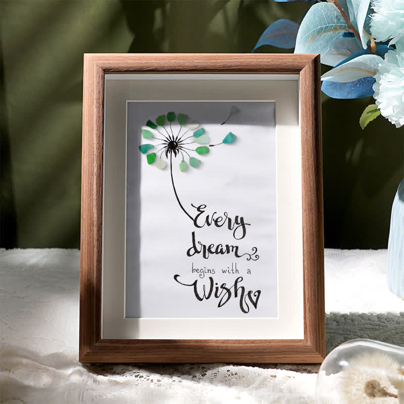 Every Dream Begins With A Wish Sea Glass Framed Art - Walnut Brown - 8" X 6" - image 7