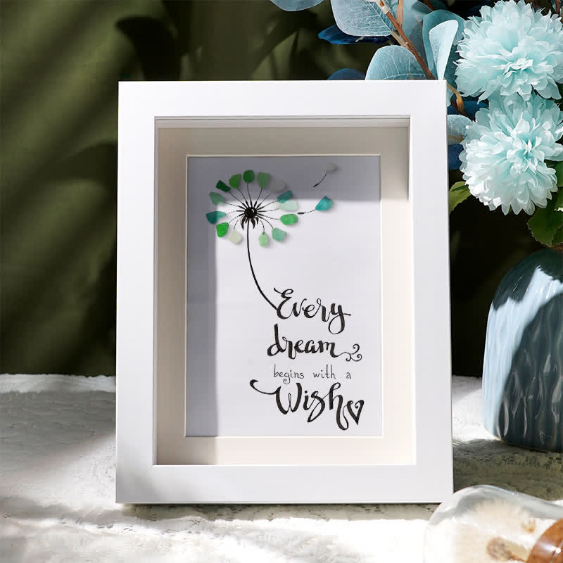 Every Dream Begins With A Wish Sea Glass Framed Art - White - 8" X 6" - image 5