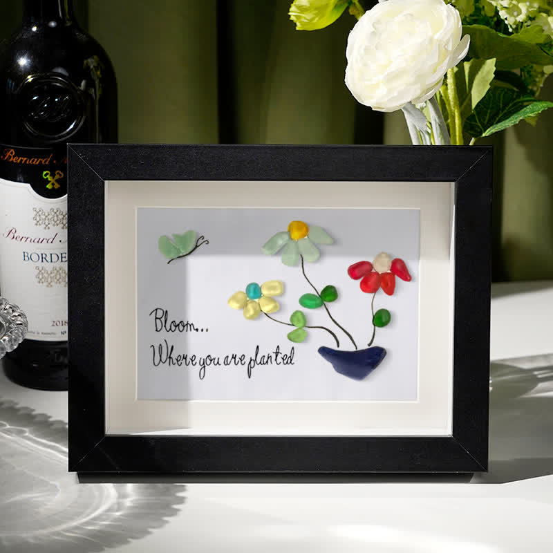 Bloom Where You Are Planted Sea Glass Framed Art - Black - 6" X 8" - image 4