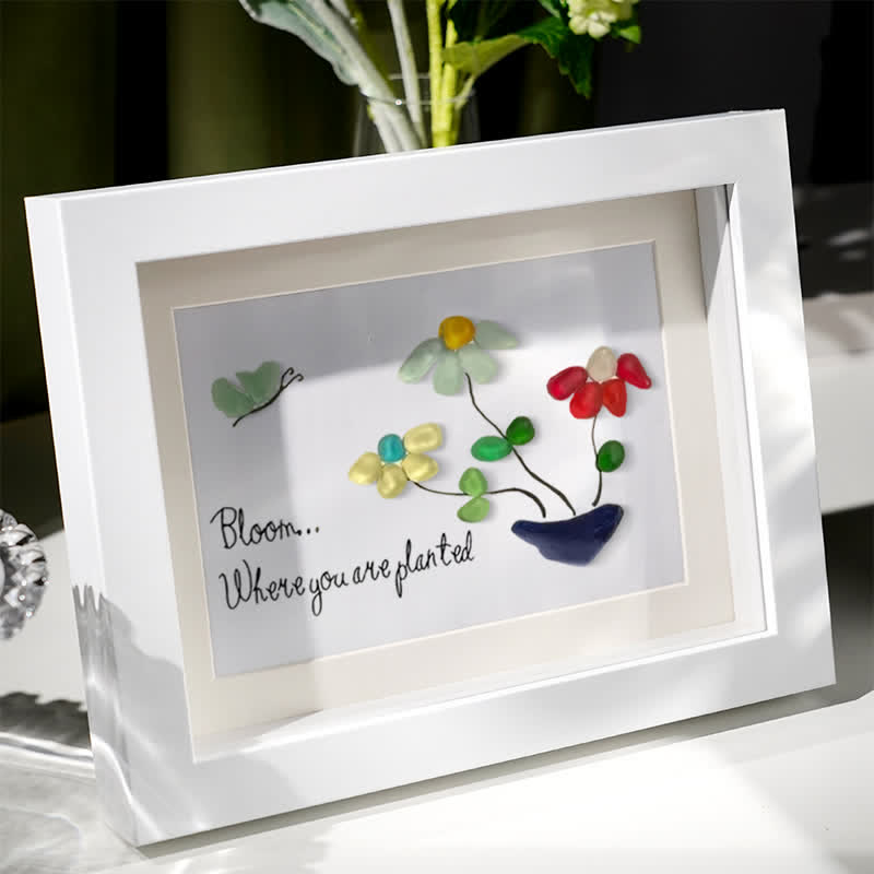 Bloom Where You Are Planted Sea Glass Framed Art - image 2
