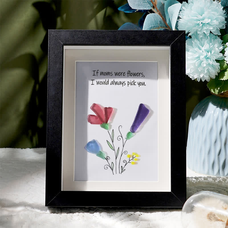 If Mothers Were Flowers Sea Glass Framed Art - Black - 8" X 6" - image 1