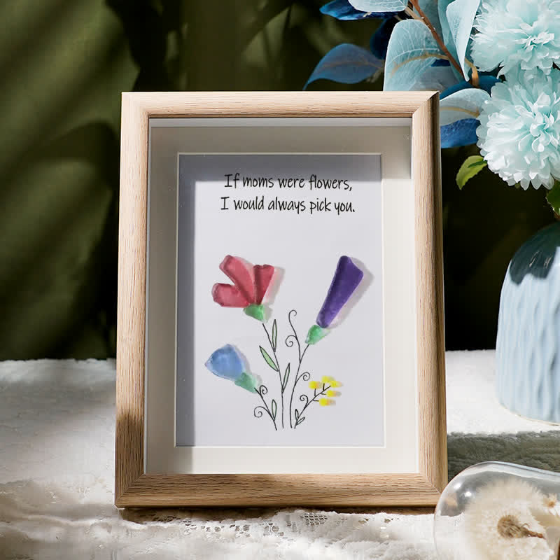 If Mothers Were Flowers Sea Glass Framed Art - Oak - 8" X 6" - image 6