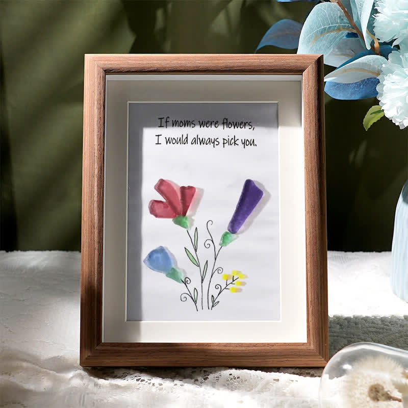If Mothers Were Flowers Sea Glass Framed Art - Walnut Brown - 8" X 6" - image 7