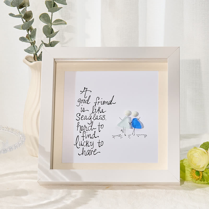 Friendship Quote Good Friend Is Like Sea Glass Framed Art - White - 8" X 8" - image 5