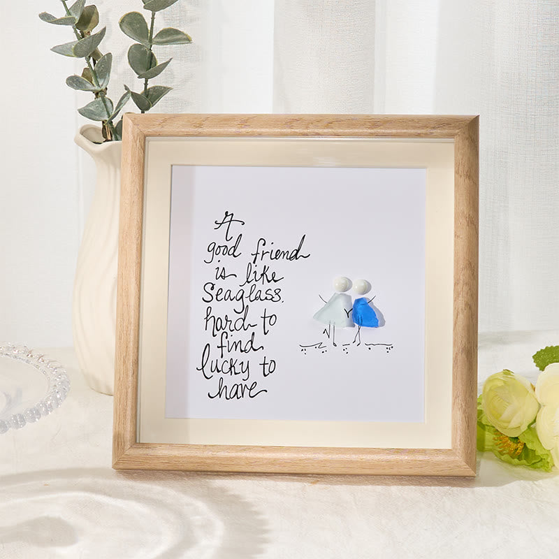 Friendship Quote Good Friend Is Like Sea Glass Framed Art - Oak - 8" X 8" - image 6