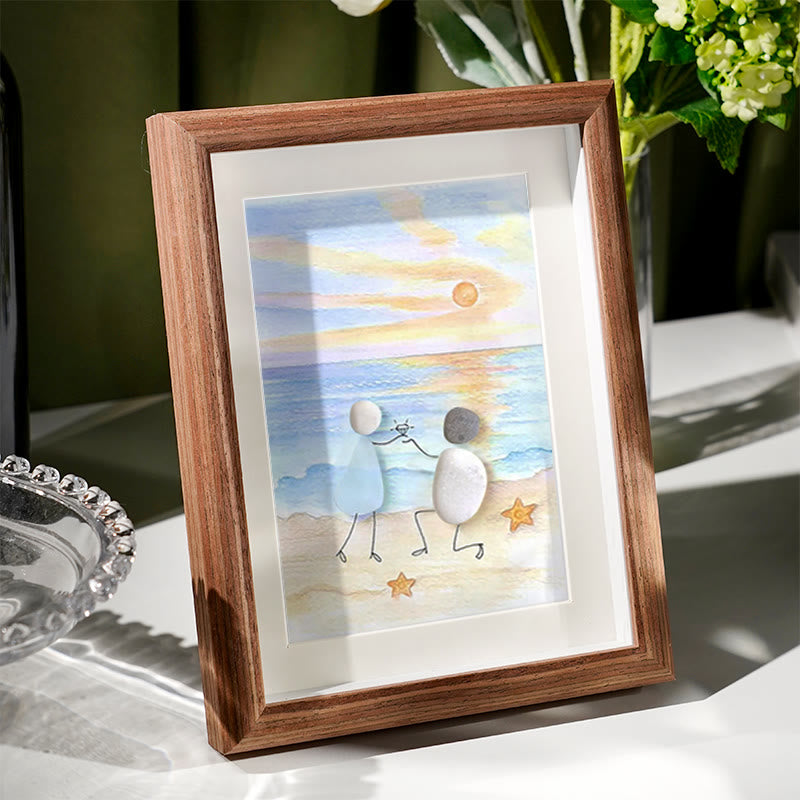 Proposal Engagement Couple Sea Glass Framed Art - image 8