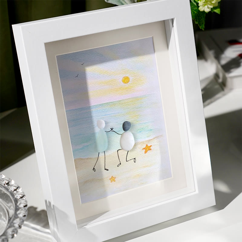 Proposal Engagement Couple Sea Glass Framed Art - image 2